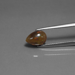 0.92克拉天然多色巧克力欧泊，梨形，9×6.1毫米，不透明