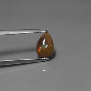 0.92克拉天然多色巧克力欧泊，梨形，9×6.1毫米，不透明