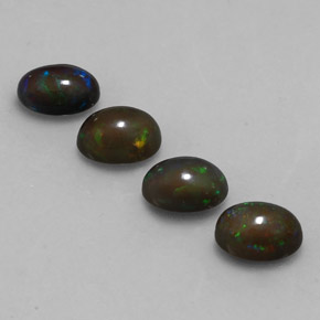 2.39天然多色巧克力欧泊，椭圆形切割，7.1×5.1毫米，半透明