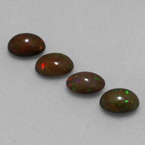 1.88天然多色巧克力欧泊，椭圆形切割，6.9×5毫米，半透明