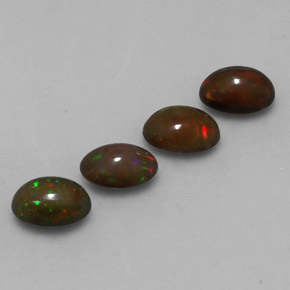 1.88天然多色巧克力欧泊，椭圆形切割，6.9×5毫米，半透明