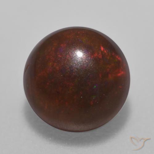 0.64ct 天然 彩色 巧克力蛋白石, 圆形的, 半透明