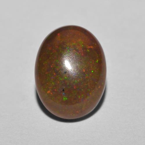 0.85克拉天然多色巧克力欧泊，椭圆形切割，8×6.1毫米，半透明