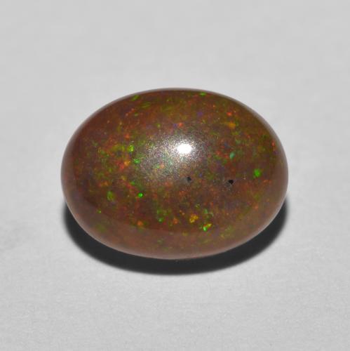 0.85克拉天然多色巧克力欧泊，椭圆形切割，8×6.1毫米，半透明