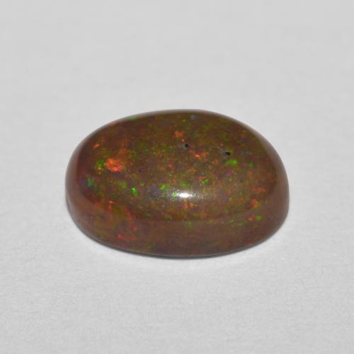 0.85克拉天然多色巧克力欧泊，椭圆形切割，8×6.1毫米，半透明