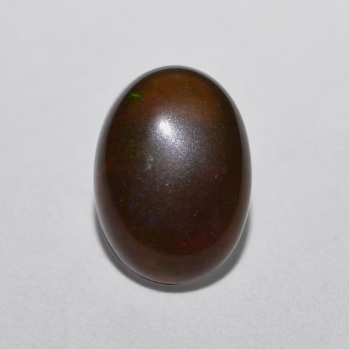 0.52克拉天然多色巧克力欧泊，椭圆形切割，8×5.8毫米，半透明