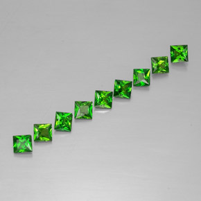 天然绿色铬透辉石，方形，3.2×3.1毫米，VVS-VS