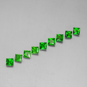 天然绿色铬透辉石，方形，3.1×3.1毫米，VVS-VS