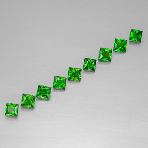 天然绿色铬透辉石，方形，3.2×3.1毫米，VVS-VS