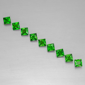 天然绿色铬透辉石，方形，3.2×3.1毫米，VVS-VS