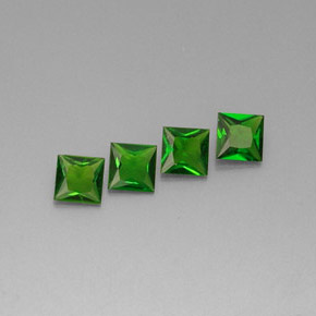 天然绿色铬透辉石，方形，4.1×4.1毫米，VVS-VS