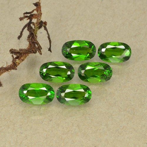1.50天然绿色铬透辉石，椭圆形切割，5×3毫米，VS-SI