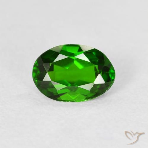 0.86ct 天然 浓绿 铬透辉石, 椭圆形, VVS-VS
