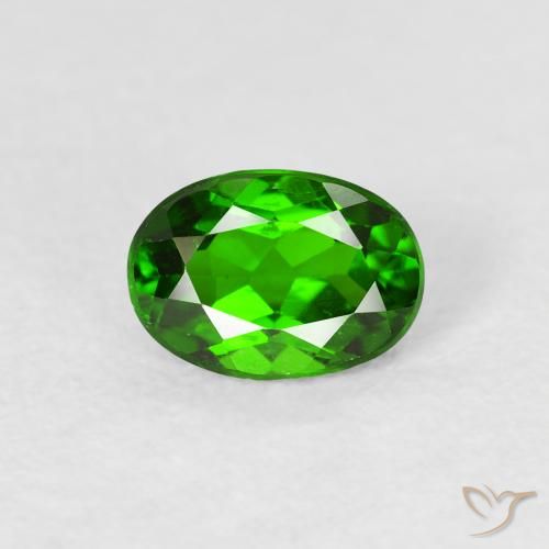 0.90ct 天然 浓绿 铬透辉石, 椭圆形, VS-SI