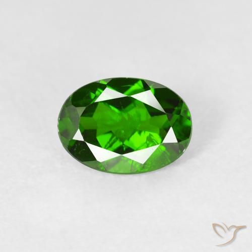 0.86ct 天然 浓绿 铬透辉石, 椭圆形, VS-SI
