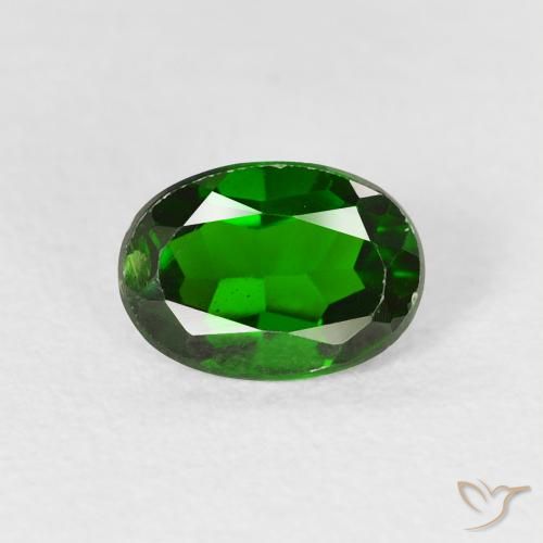 0.96ct 天然 明亮的森林绿 铬透辉石, 椭圆形, VS