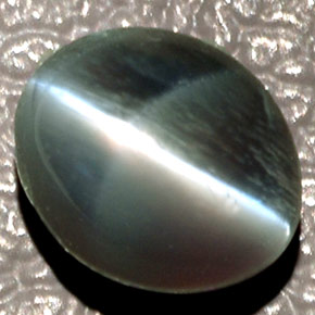 1.43克拉天然绿色Chrysoberyl Cat's Eye，椭圆形切割，6.5×5.3毫米，半透明