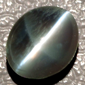 1.43克拉天然绿色Chrysoberyl Cat's Eye，椭圆形切割，6.5×5.3毫米，半透明