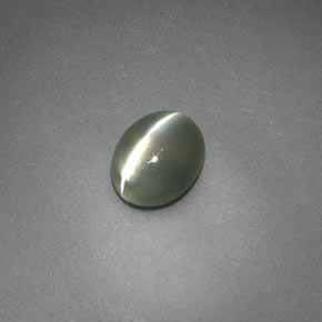 0.69克拉天然绿色Chrysoberyl Cat's Eye，透明，5.7×4.6毫米，透明/半透明