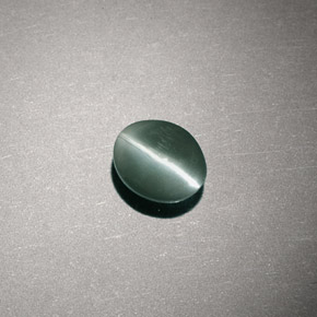 0.80克拉天然绿色Chrysoberyl Cat's Eye，椭圆形切割，5.5×4.5毫米，半透明