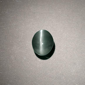 0.80克拉天然绿色Chrysoberyl Cat's Eye，椭圆形切割，5.5×4.5毫米，半透明