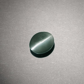0.80克拉天然绿色Chrysoberyl Cat's Eye，椭圆形切割，5.5×4.5毫米，半透明