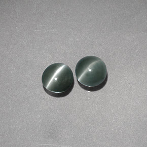 天然绿色Chrysoberyl Cat's Eye，圆形切割，3.71毫米，半透明