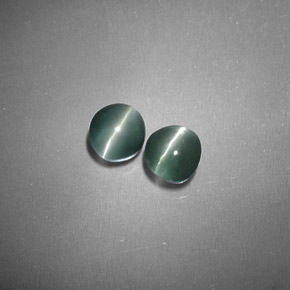 天然绿色Chrysoberyl Cat's Eye，圆形切割，3.92毫米，半透明