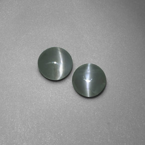 天然绿色Chrysoberyl Cat's Eye，透明，4.07毫米，透明/半透明
