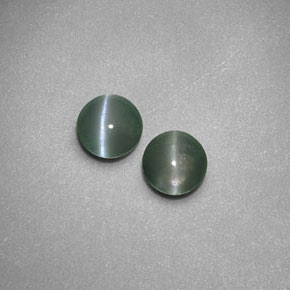 天然绿色Chrysoberyl Cat's Eye，透明，3.91毫米，透明/半透明