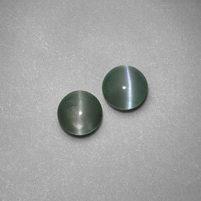 天然绿色Chrysoberyl Cat's Eye，透明，3.91毫米，透明/半透明