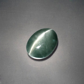 3.05克拉天然绿色Chrysoberyl Cat's Eye，椭圆形切割，8.4×7.2毫米，不透明