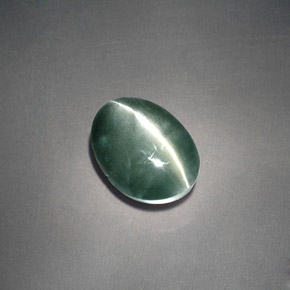 3.05克拉天然绿色Chrysoberyl Cat's Eye，椭圆形切割，8.4×7.2毫米，不透明