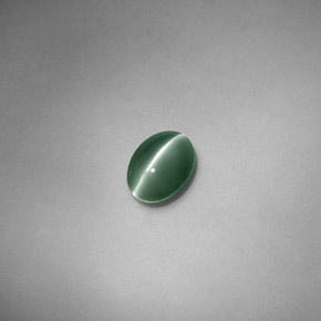 0.71克拉天然绿色Chrysoberyl Cat's Eye，椭圆形切割，6×4.3毫米，半透明