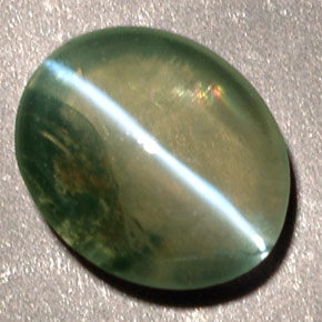 0.92克拉天然绿色Chrysoberyl Cat's Eye，透明，6.3×5.2毫米，透明/半透明