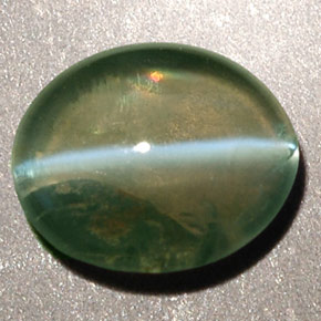0.92克拉天然绿色Chrysoberyl Cat's Eye，透明，6.3×5.2毫米，透明/半透明