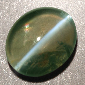 0.92克拉天然绿色Chrysoberyl Cat's Eye，透明，6.3×5.2毫米，透明/半透明