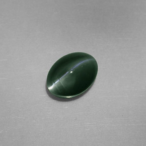 0.77克拉天然绿色Chrysoberyl Cat's Eye，椭圆形切割，5.9×4.5毫米，不透明