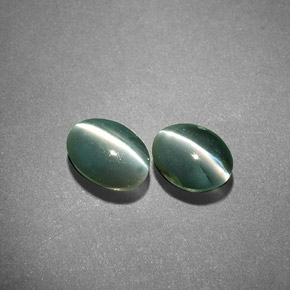 天然绿色Chrysoberyl Cat's Eye，椭圆形切割，5.2×4.1毫米，半透明