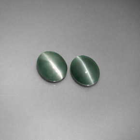 天然绿色Chrysoberyl Cat's Eye，椭圆形切割，5.5×4.5毫米，半透明