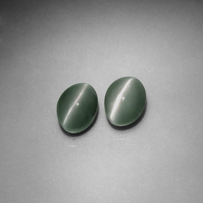 天然绿色Chrysoberyl Cat's Eye，椭圆形切割，6×4.4毫米，不透明