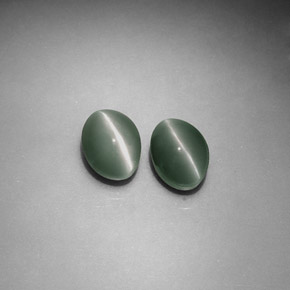天然绿色Chrysoberyl Cat's Eye，椭圆形切割，6×4.4毫米，不透明