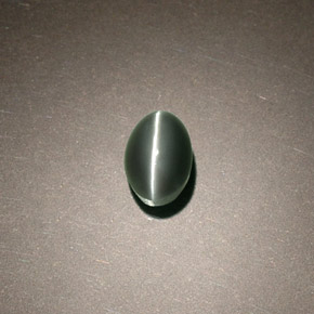 0.75克拉天然绿色Chrysoberyl Cat's Eye，椭圆形切割，5.4×3.8毫米，不透明