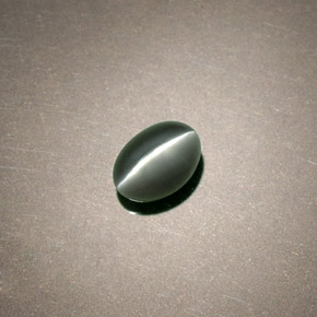 0.75克拉天然绿色Chrysoberyl Cat's Eye，椭圆形切割，5.4×3.8毫米，不透明