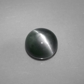 4.08克拉天然绿色Chrysoberyl Cat's Eye，圆形切割，8.20毫米，不透明