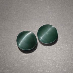 天然绿色Chrysoberyl Cat's Eye，圆形切割，5.02毫米，不透明