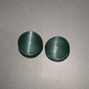 天然绿色Chrysoberyl Cat's Eye，圆形切割，5.02毫米，不透明