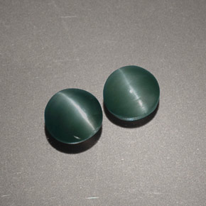 天然绿色Chrysoberyl Cat's Eye，圆形切割，5.02毫米，不透明