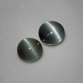天然绿色Chrysoberyl Cat's Eye，圆形切割，4.39毫米，不透明