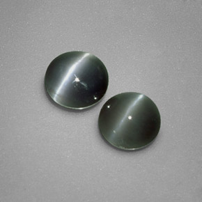 天然绿色Chrysoberyl Cat's Eye，圆形切割，4.39毫米，不透明